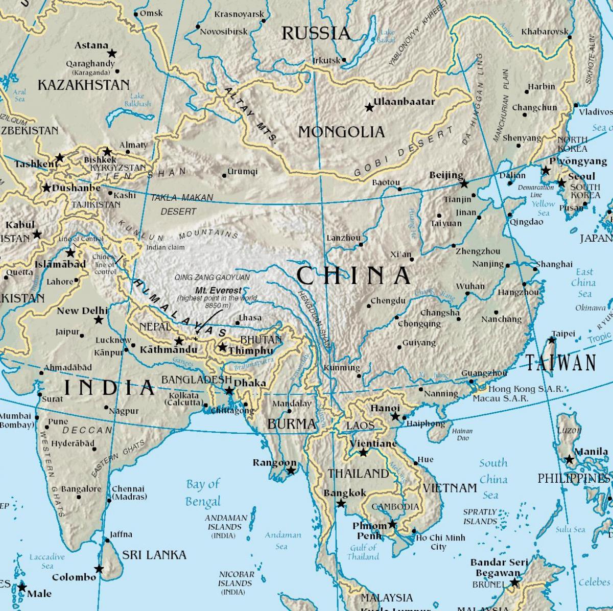 Mongol planalto mapa de localización