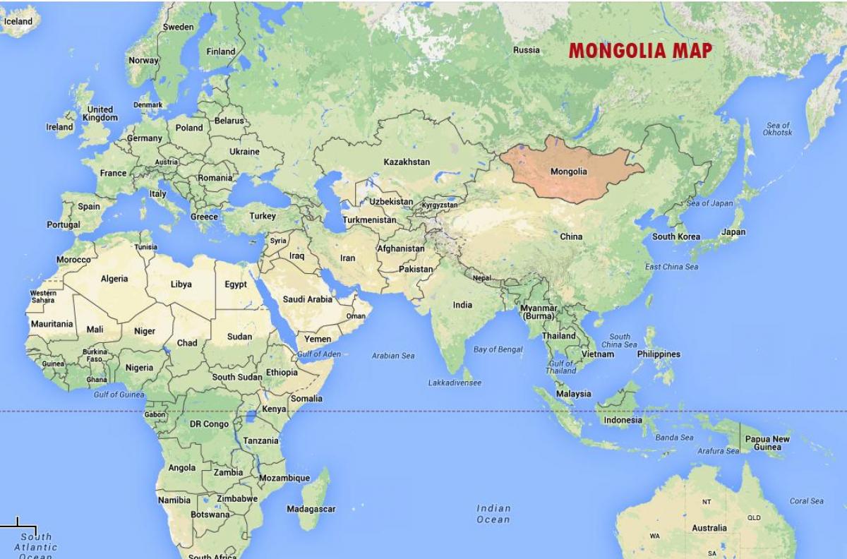 mapa do mundo mostrando Mongolia