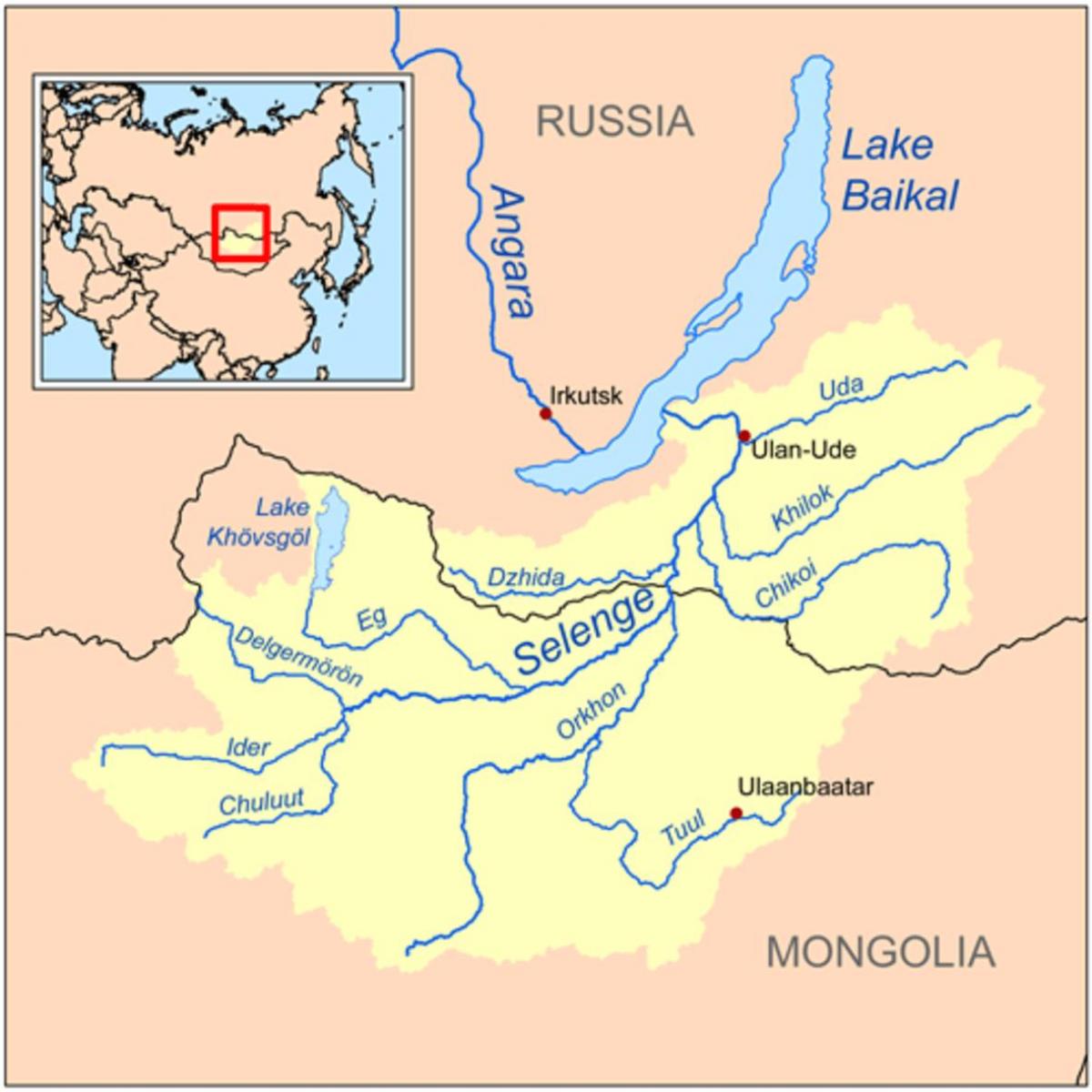 mapa de Mongolia río
