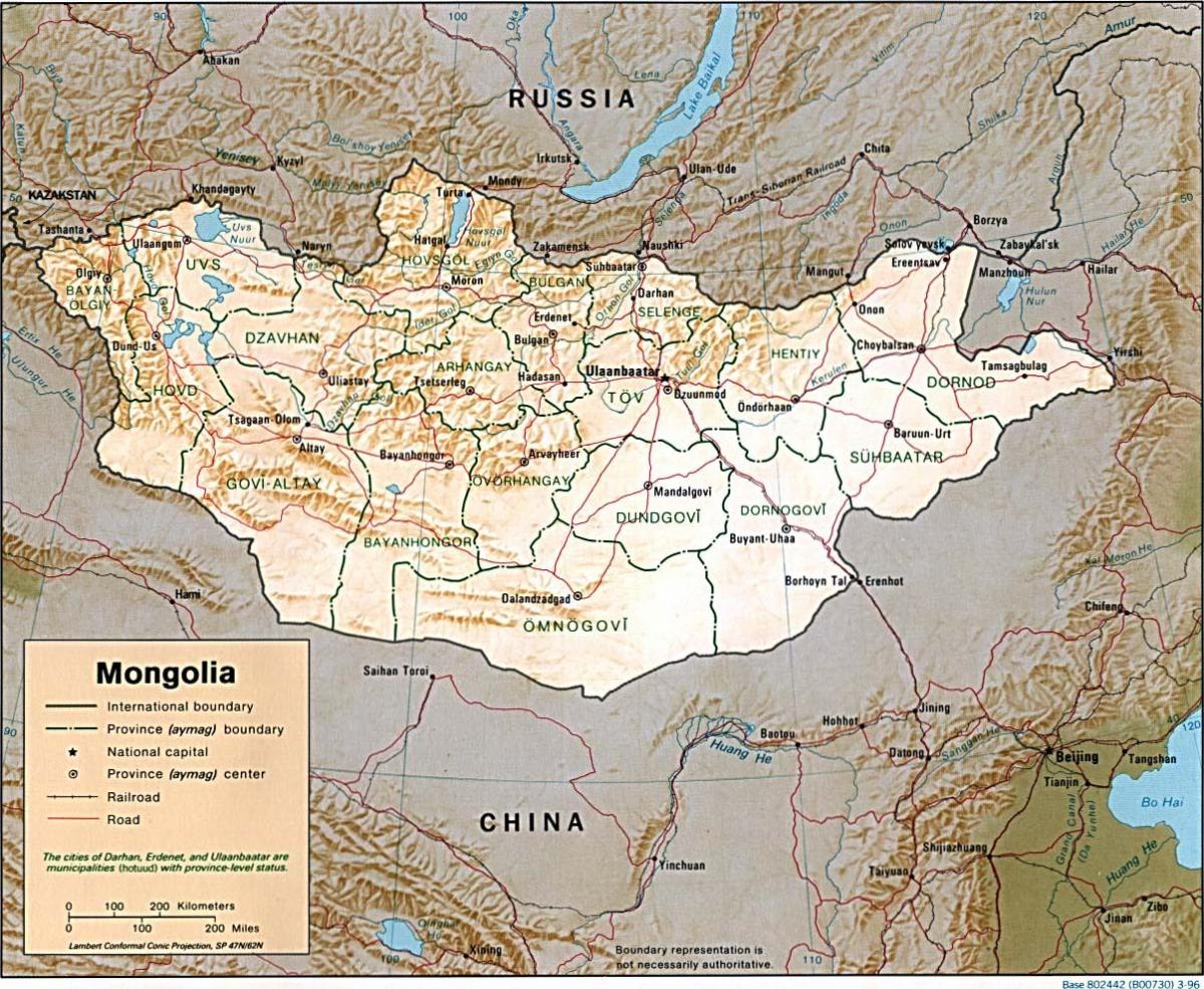 Mongolia xeográfica mapa