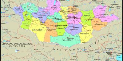 Mapa físico de Mongolia