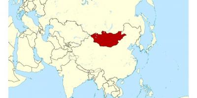 Localización de Mongolia, no mapa do mundo