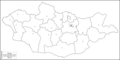En branco mapa de Mongolia
