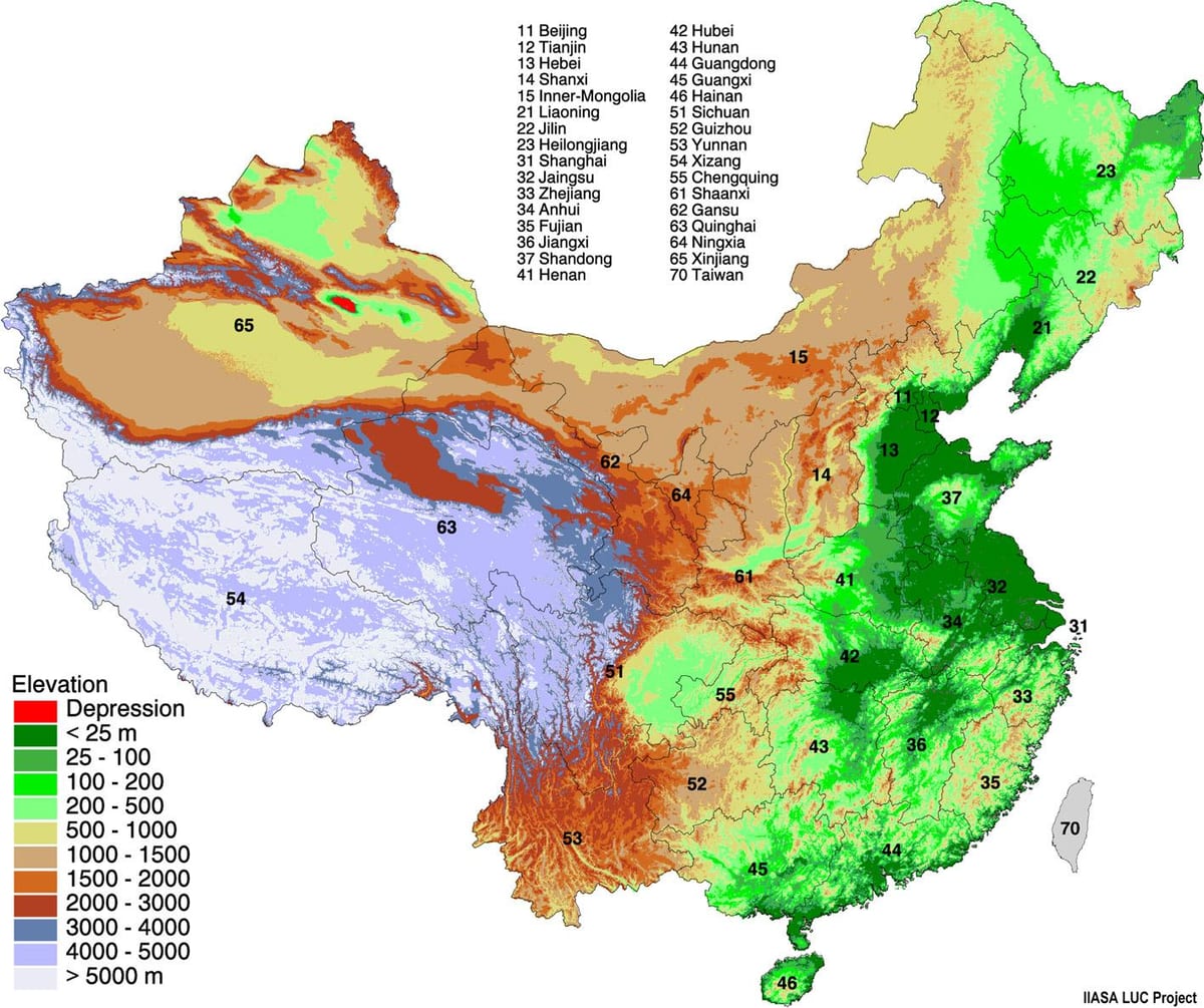 mapa de Mongolia elevación