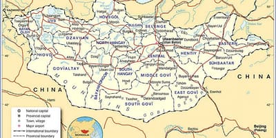 Mongolia mapa turístico